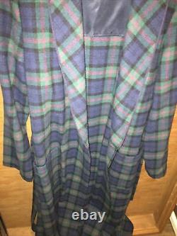 Vintage Pendleton 100% Virgin Wool Blue Green Red Plaid House Bath Robe M