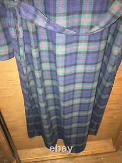 Vintage Pendleton 100% Virgin Wool Blue Green Red Plaid House Bath Robe M