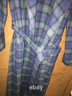 Vintage Pendleton 100% Virgin Wool Blue Green Red Plaid House Bath Robe M