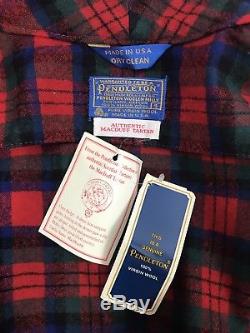 Vintage Pendleton Bath Robe Red Plaid Wool Macduff Tartan Men's Small NWT