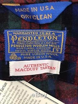 Vintage Pendleton Bath Robe Red Plaid Wool Macduff Tartan Men's Small NWT