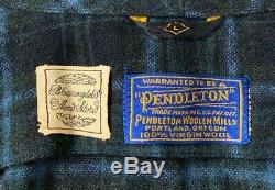 Vintage Pendleton Bloomingdales Mens Bathrobe Tartan Plaid Virgin Wool Green L