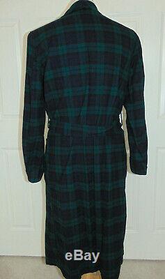 Vintage Pendleton Green/Black Tartan Plaid 100% Wool Mens Bath Robe Medium