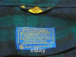 Vintage Pendleton Green/Black Tartan Plaid 100% Wool Mens Bath Robe Medium