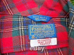 Vintage Pendleton Men's Robe Wool Mac Lean Tartan Bathrobe Red Green Size Large