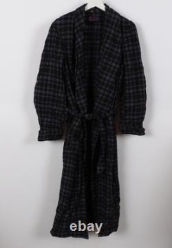 Vintage Pendleton Robe Mens Navy Plaid Virgin Wool Bathrobe Belted Size Medium