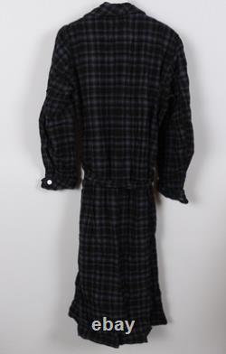Vintage Pendleton Robe Mens Navy Plaid Virgin Wool Bathrobe Belted Size Medium