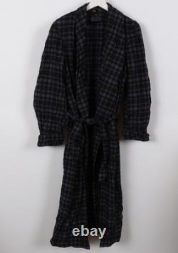Vintage Pendleton Robe Mens Navy Plaid Virgin Wool Bathrobe Belted Size Medium