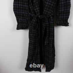 Vintage Pendleton Robe Mens Navy Plaid Virgin Wool Bathrobe Belted Size Medium