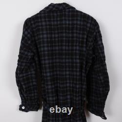 Vintage Pendleton Robe Mens Navy Plaid Virgin Wool Bathrobe Belted Size Medium