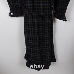Vintage Pendleton Robe Mens Navy Plaid Virgin Wool Bathrobe Belted Size Medium
