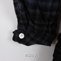 Vintage Pendleton Robe Mens Navy Plaid Virgin Wool Bathrobe Belted Size Medium