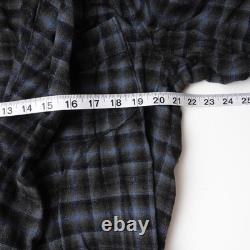 Vintage Pendleton Robe Mens Navy Plaid Virgin Wool Bathrobe Belted Size Medium