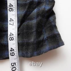 Vintage Pendleton Robe Mens Navy Plaid Virgin Wool Bathrobe Belted Size Medium