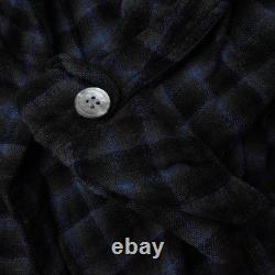 Vintage Pendleton Robe Mens Navy Plaid Virgin Wool Bathrobe Belted Size Medium