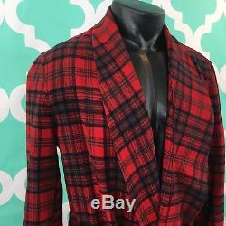 Vintage Pendleton Robe Red Plaid Wool Matheson Tartan Bathrobe Red Green Mens L