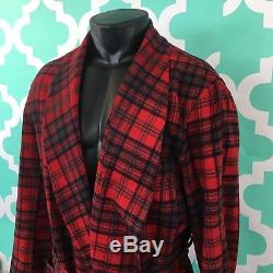 Vintage Pendleton Robe Red Plaid Wool Matheson Tartan Bathrobe Red Green Mens L