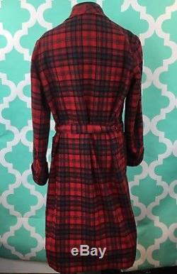 Vintage Pendleton Robe Red Plaid Wool Matheson Tartan Bathrobe Red Green Mens L