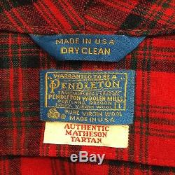 Vintage Pendleton Robe Red Plaid Wool Matheson Tartan Bathrobe Red Green Mens L