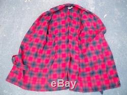 Vintage Pendleton Wool Robe Mens Size Medium Red Plaid Bathrobe Smoking Jacket