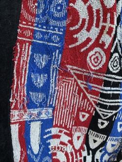 Vintage Pierre Cardin Hooded Bathrobe Robe Men's Cotton Terry Unique Print As Is