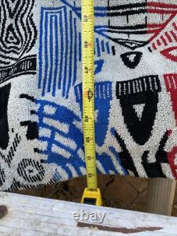 Vintage Pierre Cardin Hooded Bathrobe Robe Men's Cotton Terry Unique Print As Is