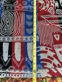 Vintage Pierre Cardin Hooded Bathrobe Robe Men's Cotton Terry Unique Print As Is