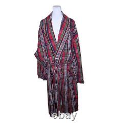 Vintage Polo Ralph Lauren Cotton Long Bath Robe Mens Size L XL Red Plaid