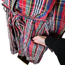 Vintage Polo Ralph Lauren Cotton Long Bath Robe Mens Size L XL Red Plaid