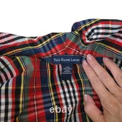 Vintage Polo Ralph Lauren Cotton Long Bath Robe Mens Size L XL Red Plaid