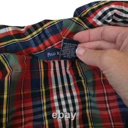 Vintage Polo Ralph Lauren Cotton Long Bath Robe Mens Size L XL Red Plaid