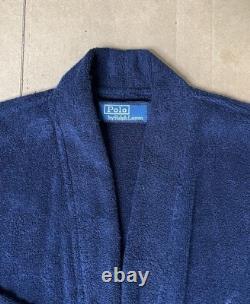 Vintage Polo Ralph Lauren Men's Navy Plush Belted Bathrobe One Size
