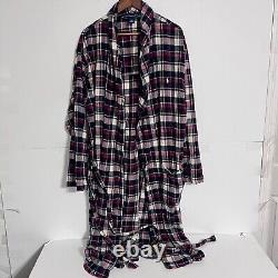 Vintage Polo Ralph Lauren Mens Bath Sleep Robe Size S/M Plaid Flannel Tie Around