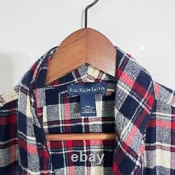 Vintage Polo Ralph Lauren Mens Bath Sleep Robe Size S/M Plaid Flannel Tie Around
