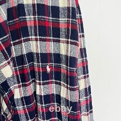 Vintage Polo Ralph Lauren Mens Bath Sleep Robe Size S/M Plaid Flannel Tie Around