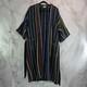 Vintage Robe Mens XL Black Rainbow 90s Terry Cloth Towel Bath Heavyweight