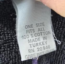 Vintage Robe Mens XL Black Rainbow 90s Terry Cloth Towel Bath Heavyweight