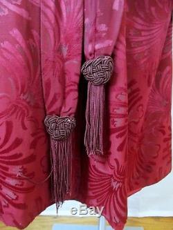 Vintage Satin Robe 1930s 1940s by Peerless Maroon Red Bathrobe Loungewear M 46