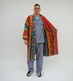 Vintage Striped Shower Robe / mens Size M L / Belted