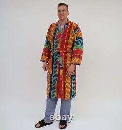 Vintage Striped Shower Robe / mens Size M L / Belted