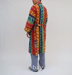 Vintage Striped Shower Robe / mens Size M L / Belted