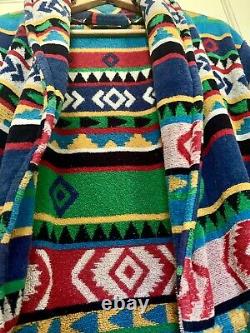 Vintage TJ Lawford Southwestern Bathrobe Colorful Belted Pockets Large Cotton