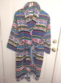 Vintage TJ Lawford Southwestern Bathrobe Size Medium Colorful Belted Pockets