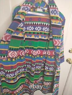 Vintage TJ Lawford Southwestern Bathrobe Size Medium Colorful Belted Pockets