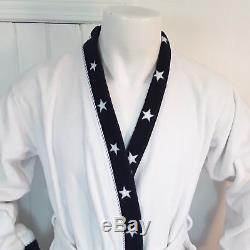 Vintage VTG Tommy Hilfiger Men's White Bath Robe Sz S Flag Stars