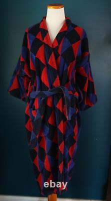 Vintage belted Robe Mens Argyle 90s Terry Cloth Towel Bath Heavyweight OSFA
