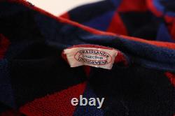 Vintage belted Robe Mens Argyle 90s Terry Cloth Towel Bath Heavyweight OSFA