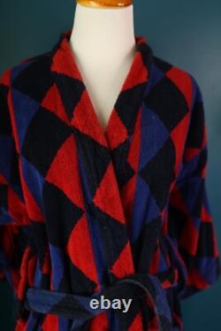 Vintage belted Robe Mens Argyle 90s Terry Cloth Towel Bath Heavyweight OSFA
