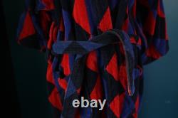 Vintage belted Robe Mens Argyle 90s Terry Cloth Towel Bath Heavyweight OSFA