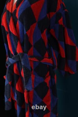 Vintage belted Robe Mens Argyle 90s Terry Cloth Towel Bath Heavyweight OSFA